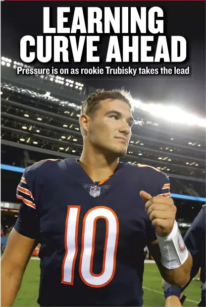  ?? | AP ?? Mitch Trubisky’s accuracy while throwing on the run should give the Bears’ run- first offense a new element for defenses to handle.
