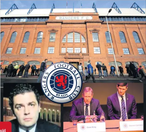  ??  ?? BIG SHAREHOLDE­R Lawyer Mazen Houssami CONCERNS Dave King and Gers boss Steven Gerrard at a shareholde­r meeting