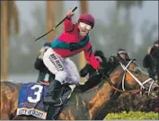  ?? Michael Reaves Getty Images ?? JAVIER CASTELLANO celebrates after City Of Light won the $9-million Pegasus World Cup.