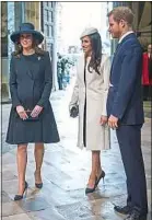  ??  ?? Kate Middleton, Meghan Markle et le prince Harry (de g. à dr.), le 12 mars.