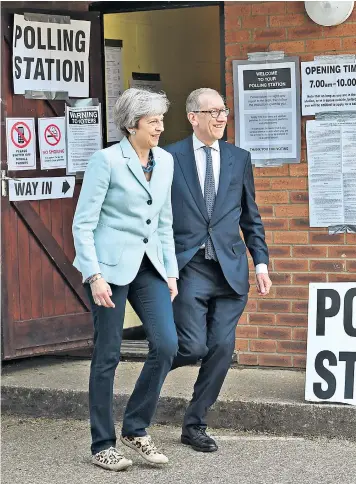  ??  ?? Theresa May spent the afternoon of the European elections in Maidenhead before voting in Sonning, Berks, with her husband Philip
