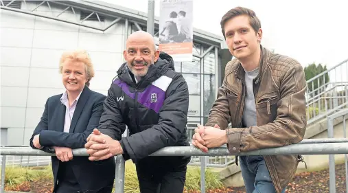  ?? Photograph by Darrell Benns ?? COMMUNITY: Liz Hancock, Filippo Antoniazzi and Adam James Johnston lend their support to RGU’s new project.