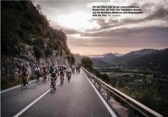  ?? Foto: Veranstalt­er ?? Für die Fahrer geht es auf unterschie­dlichen Routen über die Insel. Das Tramuntana-Gebirge und die Nordküste Mallorcas sind Hauptbesta­ndteile der Tour.