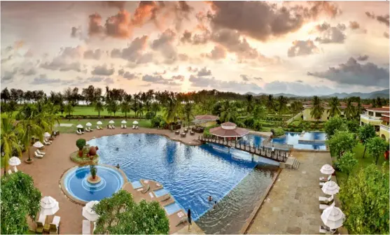  ??  ?? LEFT: The Lodhi, New Delhi;RIGHT: The outdoor swimming pool at The LaLit Golf &amp; Spa Resort Goa