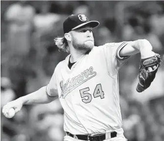  ?? JULIO AGUILAR/GETTY IMAGES ?? Orioles right-hander Andrew Cashner, signed as a free agent late in the offseason, has been a stabilizin­g force in the team’s rotation. He beat the Mets on Tuesday night for his fourth victory in 23 starts.