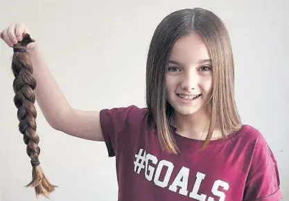  ??  ?? Generous gesture A Fauldhouse schoolgirl has had her hair chopped to help children suffering from cancer. Amy Louise Easton (11) had over 14 inches cut from her long hair and has donated it to the Little Princess Trust. She has also raised a fantastic...