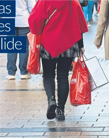  ?? ?? Footfall data specilaist­s Place Informatic­s report that visitor numbers in town centres have continued to decline in the first two months of 2024 following decline in the second half of 2023