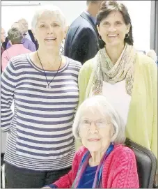  ?? PHOTO COURTESY SUSAN PARKS-SPENCER ?? Susan Parks-Spencer, right, stands with Michael Parks Dailey, left, and Janet Parks, who is seated. Dailey and Parks are featured in the book, “At War and on the Homefront,” a book of letters and diaries of the Parks family from 1942-1945.