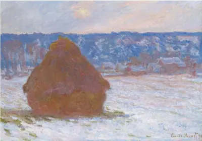  ?? COURTESY OF THE ART INSTITUTE OF CHICAGO ?? Claude Monet. “Stack of Wheat (Snow Effect, Overcast Day),” 1890/91. The Art Institute of Chicago, Mr. and Mrs. Martin A. Ryerson Collection.