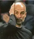  ?? Foto: dpa ?? Pep Guardiola hatte mit Manchester im Hinspiel auch Glück.