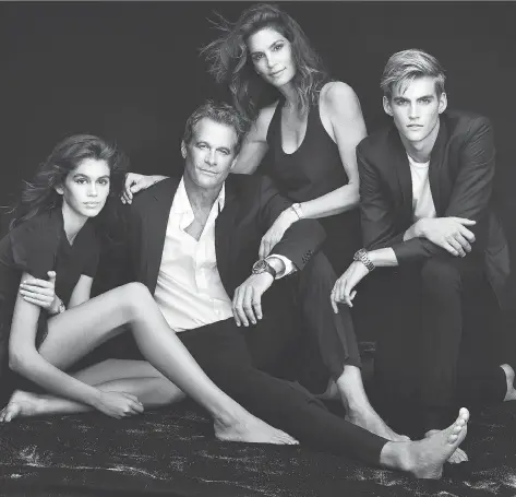  ??  ?? Cindy Crawford has been an Omega ambassador for 22 years. She was joined at Paris Fashion Week by her husband, Rande Gerber, daughter Kaia and son Presley. The teens have also recently become Omega ambassador­s.