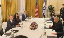  ?? (Stefano Meloni and Israeli Embassy in Rome) ?? FOREIGN MINISTER Yair Lapid meets with US Secretary of State Antony Blinken yesterday in Rome.