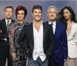  ??  ?? Return: Dermot O’Leary, Sharon Osbourne, Simon Cowell, Louis Walsh and Nicole Scherzinge­r, who is to leave