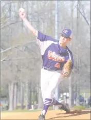  ??  ?? STAFF PHOTO BY TED BLACK McDonough High School pitcher Liam Golden delivers to the plate in the bottom of the first inning against Northern on Tuesday afternoon at Dunkirk District Park. Golden took the loss after allowing three runs in five innings as...