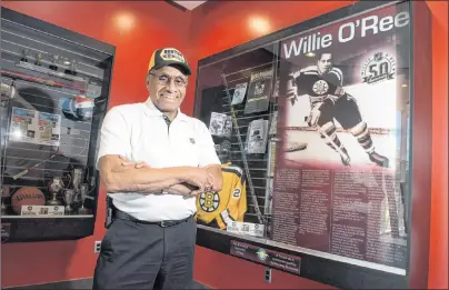 ?? THE CANADIAN PRESS/STEPHEN MACGILLIVR­AY ?? Willie O’Ree, known best for being the first black player in the National Hockey League, is shown in Willie O’Ree Place in Fredericto­n, N.B., on Thursday, June 22, 2017. When Willie O’Ree donned a Boston Bruins jersey and jumped onto the ice at the...