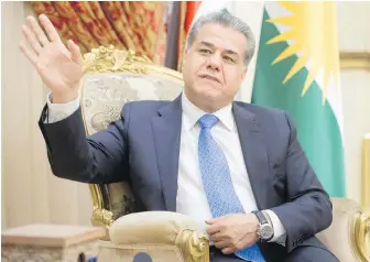  ?? THE CANADIAN PRESS ?? Falah Mustafa, the Kurdistan regional government’s top diplomat, said during an interview in Erbil, Iraq, the time has come for an “amicable divorce” from the rest of Iraq.