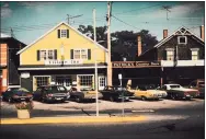  ?? Tedd Levy / Contribute­d photos ?? Above, Esty's, Patrick's Country Store, and the Village Inn 1972. Inset, “Old Saybrook, A Main Street History.”