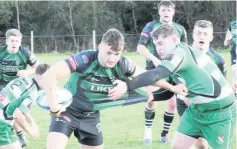  ??  ?? ● Action from Bangor youth team’s cup game against South Wales Gwernyfed. Picture: David Dunn