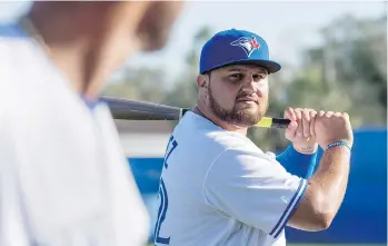  ?? FRANK GUNN/THE CANADIAN PRESS ?? Toronto Blue Jays first-base prospect Rowdy Tellez is looking for a bounce-back season after his mother’s illness negatively impacted his production at triple-A Buffalo in 2017.
