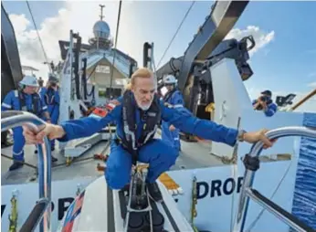  ??  ?? Top: Victor Vescovo boards Limiting
Factor, which he pilots himself, for a dive to Challenger Deep, the bottom-most point in the ocean.