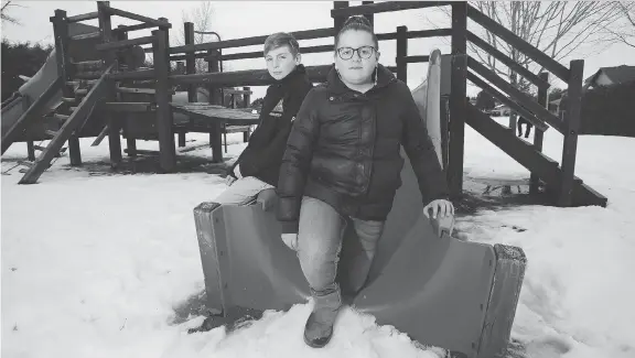  ?? PATRICK DOYLE ?? Anthony Fiorenza, 12, and his sister Alessa Fiorenza, 10, like their local park, but aren’t too pleased with a renovation planned by municipal officials.