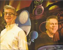  ?? Genaro Molina Los Angeles Times ?? EXECUTIVES Fred Seibert, left, and Michael Hirsh of Wow Unlimited Media appear in a double exposure in a painting featuring characters from “ChalkZone.”