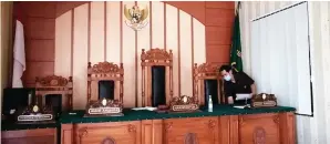  ?? MAYA/JAWA POS ?? SEPI: Ruang sidang di PA Sidoarjo sementara tidak digunakan.