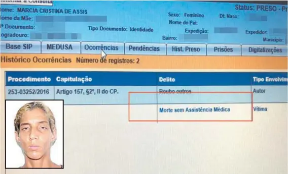  ?? FOTO ENVIADA AO ZAPZAP DO MEIA HORA ?? O registro de ocorrência do óbito da detenta Márcia Cristina de Assis (no detalhe) aponta que houve ‘morte sem assistênci­a médica’