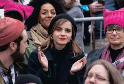  ?? PICTURE: AP ?? ACTING OUT: Actress Emma Watson sits in the crowd during Saturday’s Women’s March on Washington.