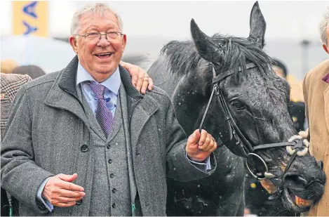  ?? ?? CELEBRATIO­NS: Sir Alex Ferguson, who owns Pertemps Network Final Handicap Hurdle winner Monmiral.