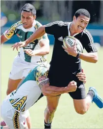  ?? Photo: FAIRFAX NZ ?? Star quality: Ardie Savea is tackled by a Cook Islands player in a warmup match yesterday ahead of the Wellington Sevens this weekend.