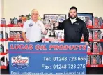  ??  ?? League chairman Dennis Bryant and Dan Morgan UK Sales and operations for new Anglesey League sponsors Lucas Oil