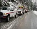  ?? CONTRIBUTE­D — CAL FIRE-BUTTE
COUNTY ?? Emergency vehicles are seen at the crash site on Wednesday morning near the Cresta Powerhouse.