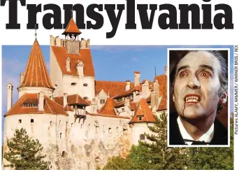  ??  ?? Dramatic setting: Bran Castle, and Christophe­r Lee as the vampire count