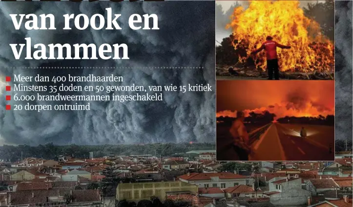  ??  ?? Apocalypti­sche taferelen in het brandende Portugal.FOTO'S EPA