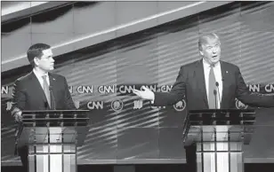  ?? SEN. MARCO RUBIO Wilfredo Lee Associated Press ?? (R-Fla.) debates Donald Trump in 2016. The senator recently advocated for industrial policy, contradict­ing conservati­ves’ long-standing attachment to free markets.