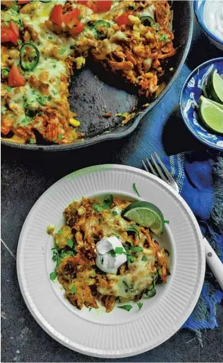  ?? GRETCHEN MCKAY/PITTSBURGH POST-GAZETTE ?? Chicken tamale casserole is an easy weeknight meal. You can swap shredded pork or beef for the chicken.
