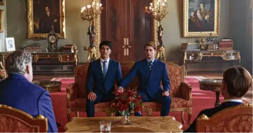  ?? JONATHAN PRIME ?? Taylor Zakhar Perez as Alex Claremont-Diaz and Nicholas Galitzine as Prince Henry in “Red, White & Royal Blue.”