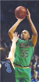  ?? | AL BELLO/ GETTY IMAGES ?? Bonzie Colson and Notre Dame, one of nine ACC teams in the field, will open against Princeton on Thursday in Buffalo, N. Y.