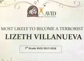  ?? ESPECIAL ?? El diploma entregado a la menor de 13 años, de ascendenci­a salvadoreñ­a.