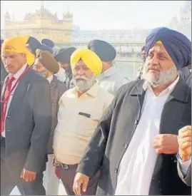  ?? HT PHOTO ?? Deputy chief minister Sukhbir Singh Badal after paying obeisance at the Golden Temple in Amritsar on Saturday.