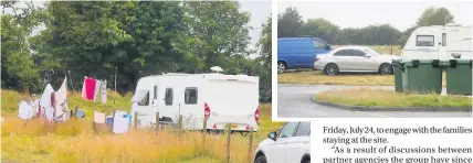  ??  ?? Pitched up Travellers on the site of the former Brucefield­s Golf Centre