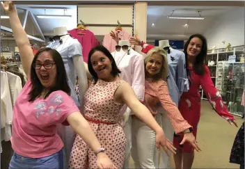  ??  ?? Cathy Macken, Kiera Broe, Cathy Kelly and Dr Ciara Kelly at the wardrobe fitting ahead of the fashion show on Wednesday, May 23, in Newtownmou­ntkennedy.