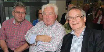  ??  ?? Pat Hackett, Terrence Kelly and Brendan Culleton at the launch of the Major Willie Redmond exhibition at Wexford Library.