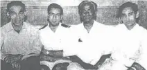  ??  ?? IN AUGUST COMPANY: SAS Naqv, right, with Indian hockey greats Kishan Lal, left, and Dhyan Chand, second right.