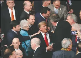  ?? The Associated Press ?? ONE NATION: President Donald Trump arrives to deliver his State of the Union address to a joint session of Congress on Capitol Hill in Washington Tuesday.