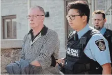  ?? TODD VANDONK PETERBOROU­GH THIS WEEK ?? Longtime Peterborou­gh pharmacist Doug Shier is escorted out of Superior Court of Justice on Wednesday after being sentenced to six years in federal prison for hiring a hit man to kill his ex-partner.