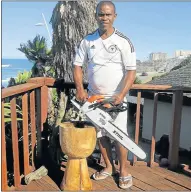  ?? Picture: POLISWA SEJOSING ?? CRAFTED: Drum maker Richard Pipe will be taking his special djembe to France in August, where he will spend a few weeks doing shows and teaching people how to play the drum