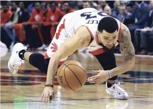  ?? VAUGHN RIDLEY GETTY IMAGES FILE PHOTO ?? Fred VanVleet was enjoying the best season of his career and was set to strike it rich with a lucrative new contract this summer before COVID-19 brought the NBA to its knees.