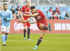  ?? DAN HAMILTON / USA TODAY SPORTS ?? Midfielder Jonathan Osorio, shown in action at BMO Field, is third all-time in goals for Toronto FC with 50.